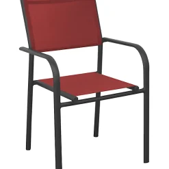 Castorama Fauteuil De Jardin En Aluminium Et Toile Proloisirs Duca Gris Et Rouge